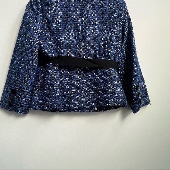 Kate Spade TAVI Jacket Rendezvous Blue Tweed Boucle Silver Lining Tinsel Tweed 4 - Picture 15 of 15
